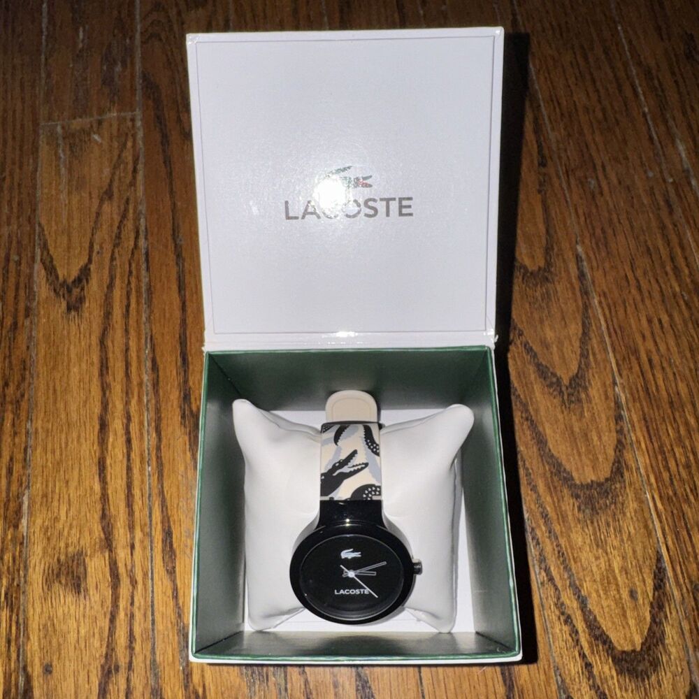 Lacoste Goa Quartz Watch Black Dial With Iconic Crocodile Logo Needs Battery